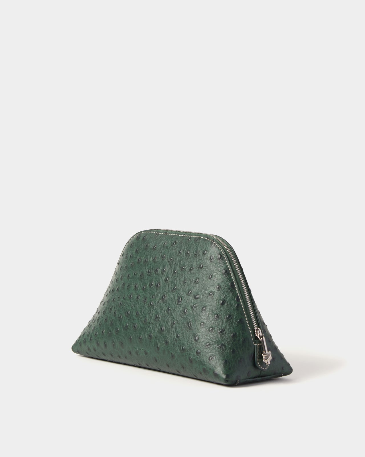 Notting Trapeze Ostrich-Embossed Leather Pouch