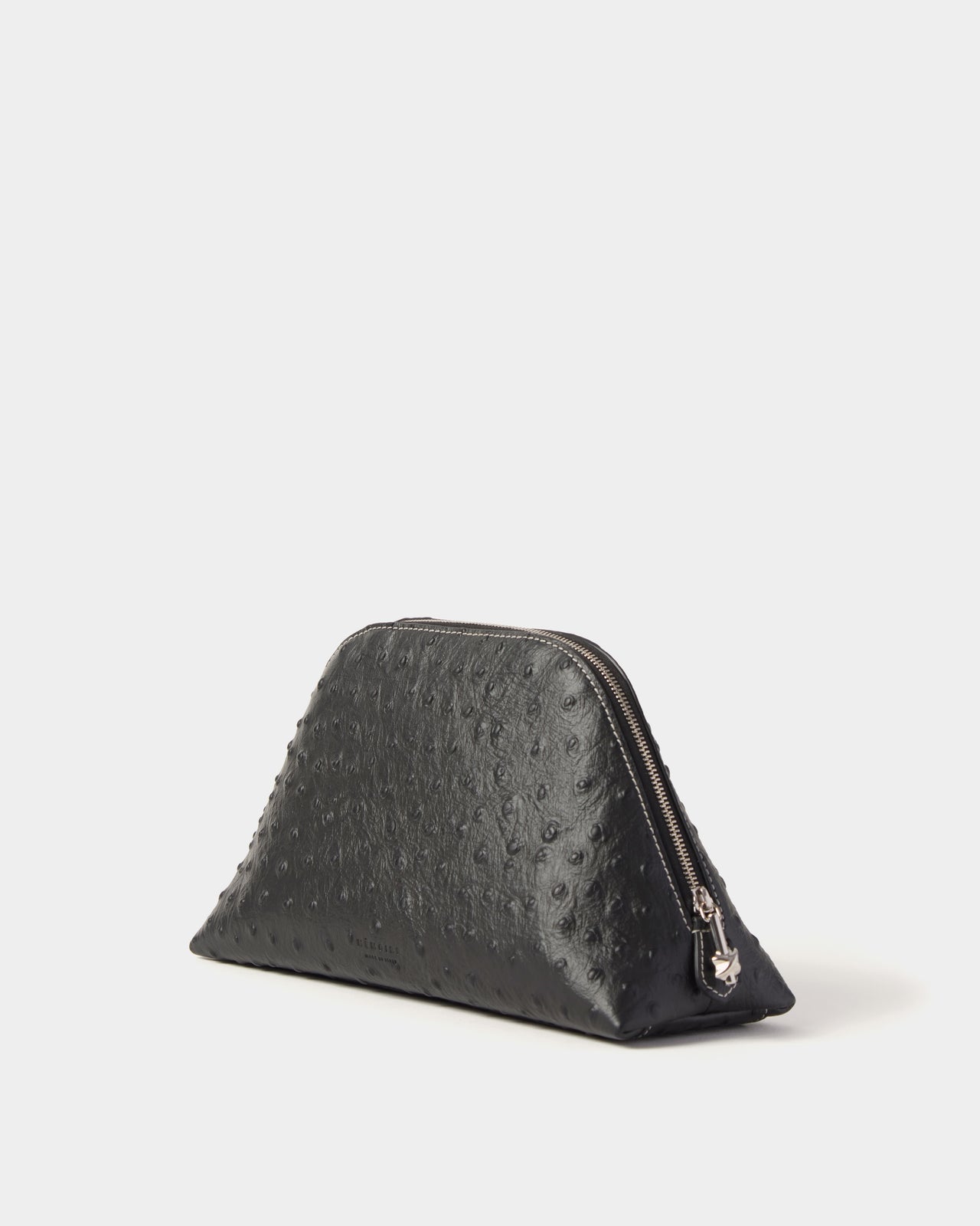 Notting Trapeze Ostrich-Embossed Leather Pouch