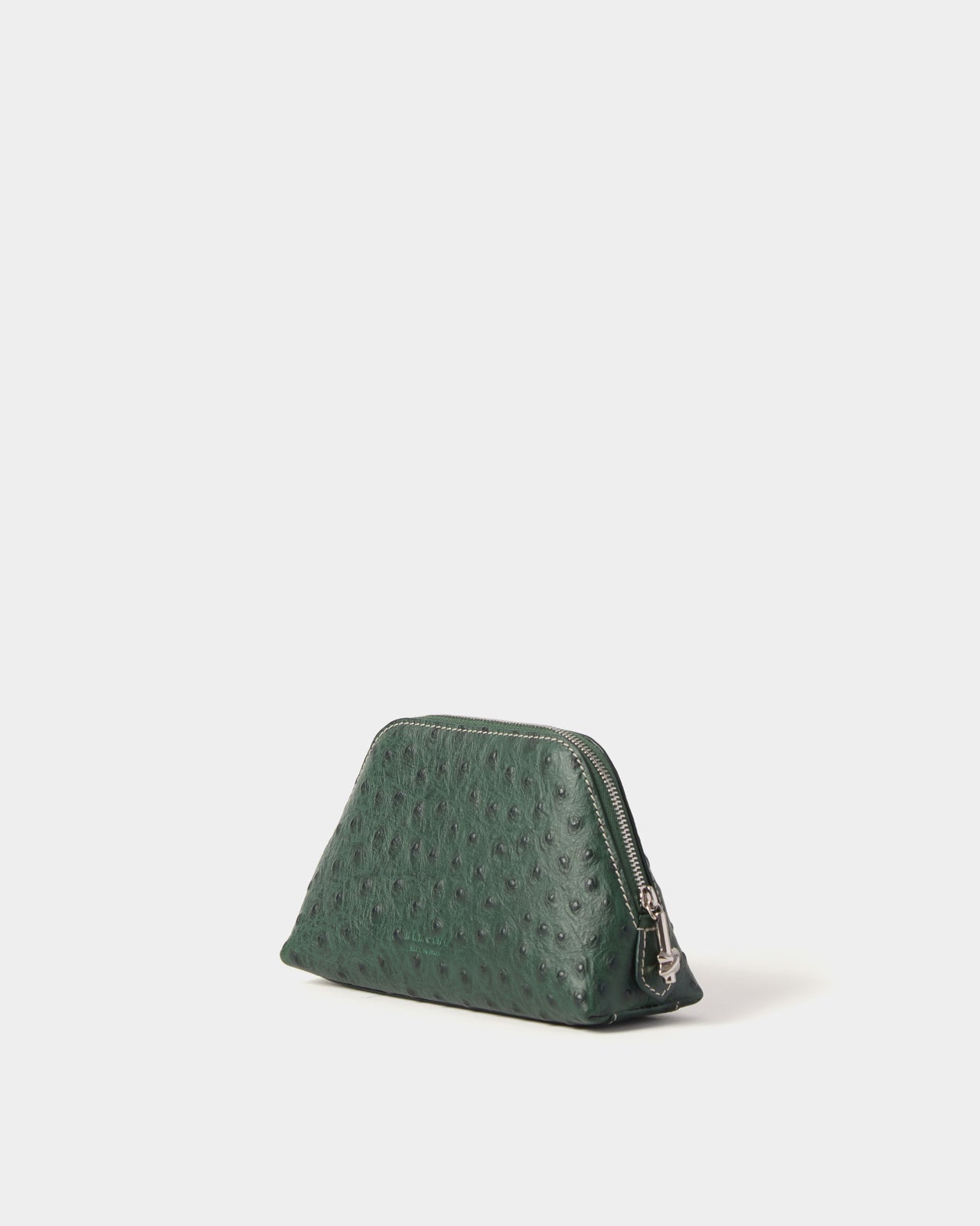 Notting Trapeze Ostrich-Embossed Leather Pouch