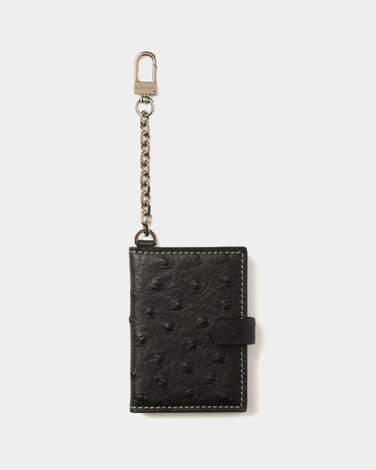 Primrose Photograph Ostrich-Embossed Leather Keychain
