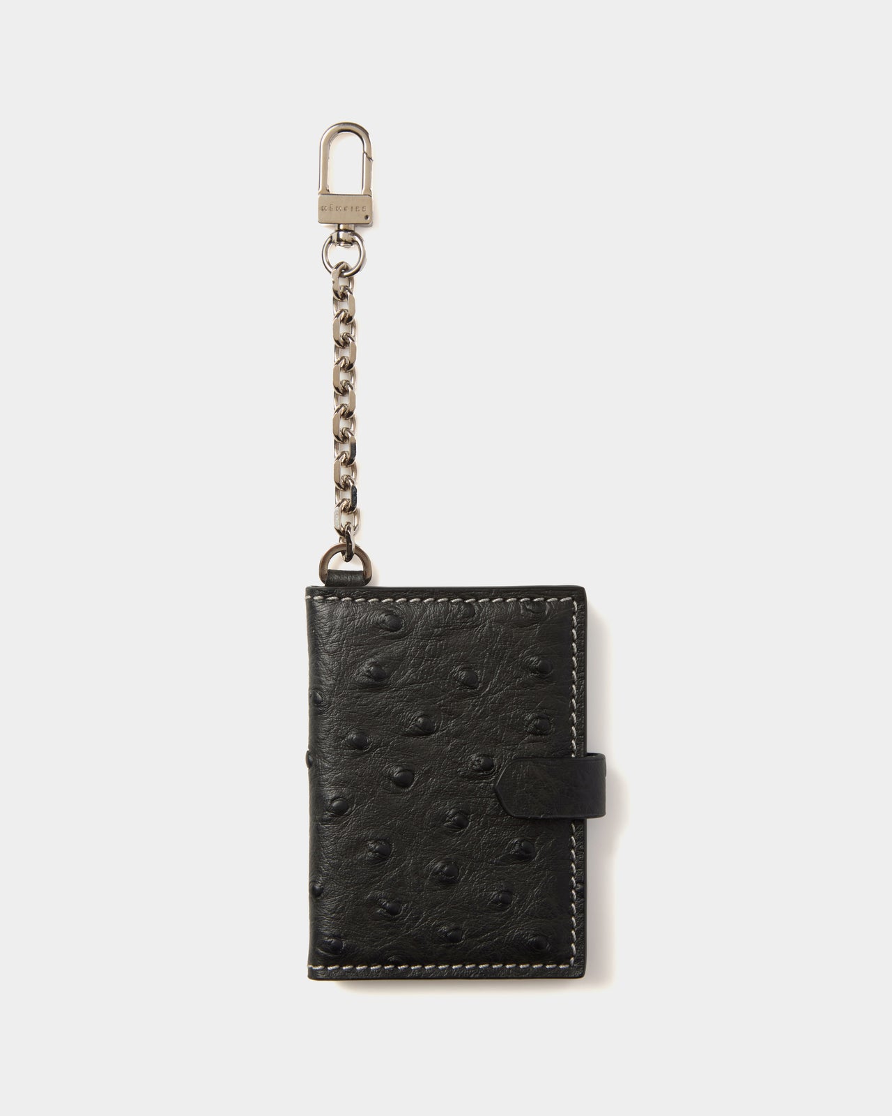 Primrose Photograph Ostrich-Embossed Leather Keychain