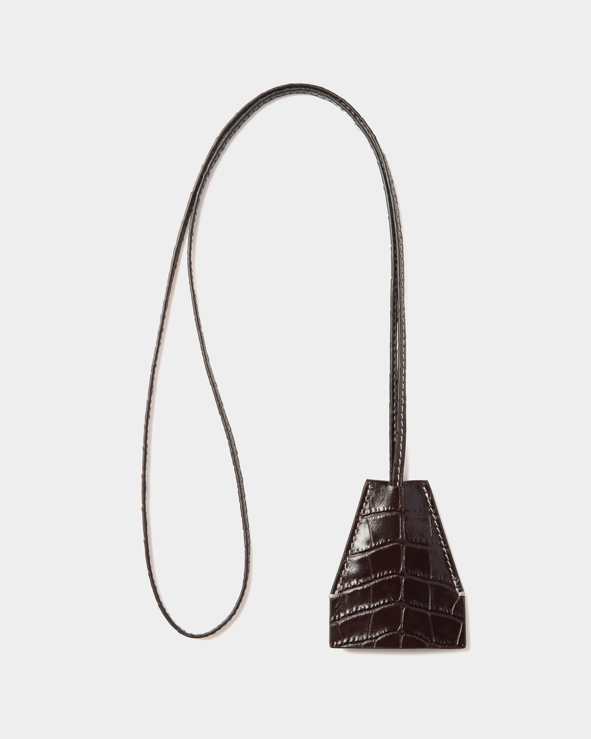 Savile Croc-Embossed Leather Lanyard