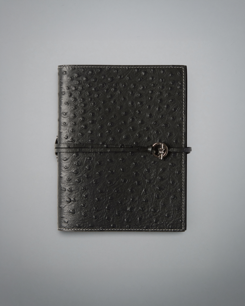 Devon Ostrich-Embossed Leather Notebook