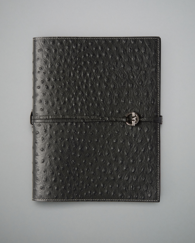 Devon Ostrich-Embossed Leather Notebook